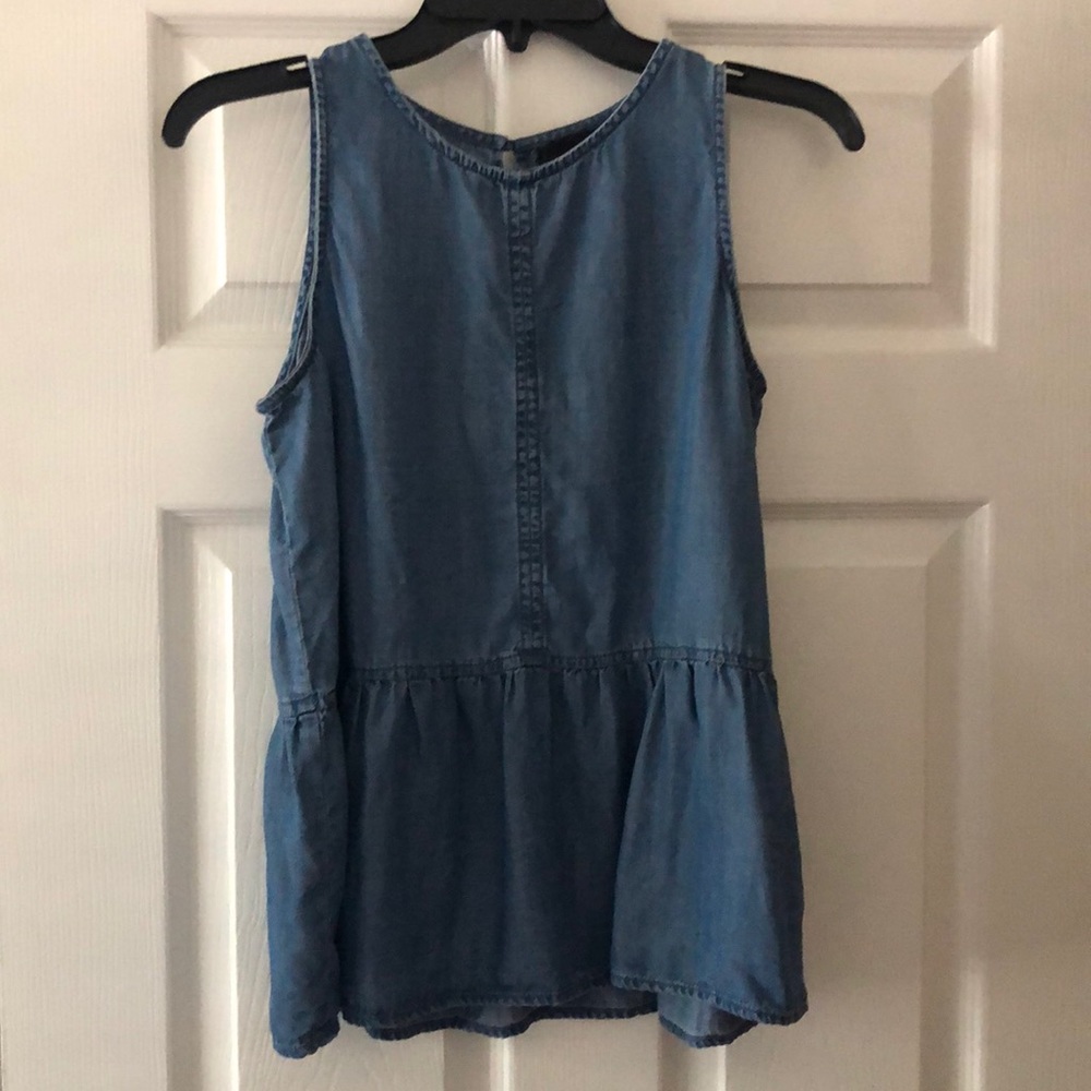 Aqua chambray sleeveless top (size S)